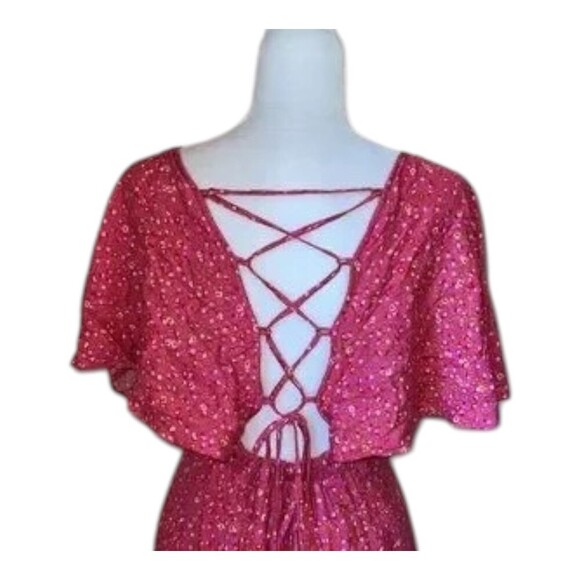 NWT Free People Pink Lace Back Ruffled Sleeve Smock Style Mini Dress Small - Picture 4 of 14